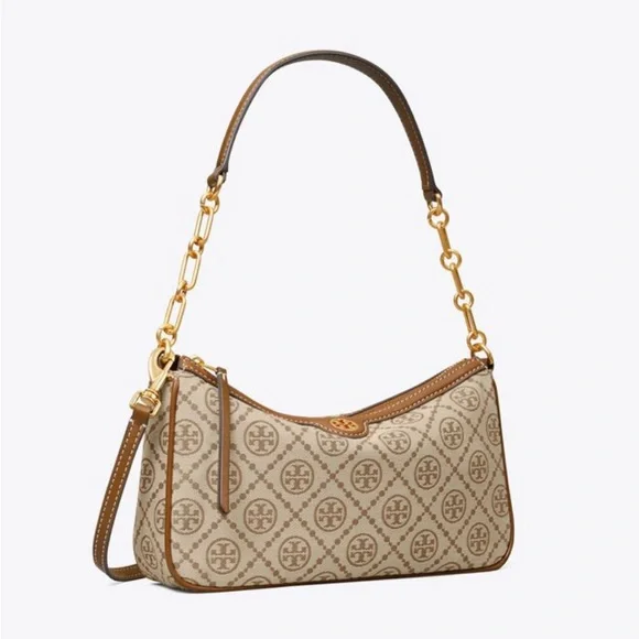 NWT Tory Burch T Monogram Studio Shoulder Crossbody Bag Hazelnut Brown 85137 - Picture 3 of 7